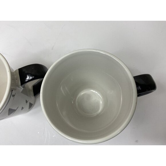 Pair Croix Du Sud Large Ceramic Mugs Coffee Cup B&W Sailboats Abstract Lot 2 - Picture 3 of 11